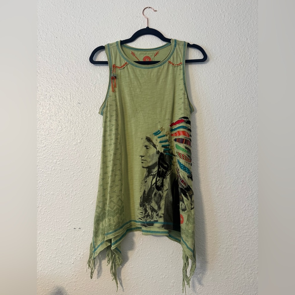 Double D Ranch Green Tank Top with Embroidery